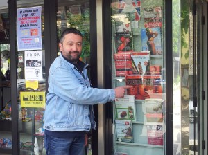 Milko showing my books for sale!