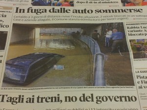 Submerged cars in the underpass at Certaldo