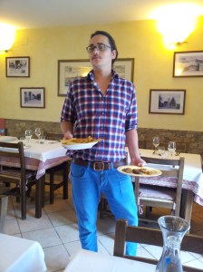 Gianluccas brings our antipasti. Photo J Finnigan