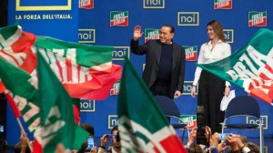 Silvio addresses new young recruits to his party Forza Italia. Photo AP/Mauro Scrobogna, Lapresse.