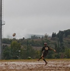 Our grandson kicks a winning drop goal. Photo P Finnigan