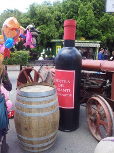 Six foot high bottle of wine at The Wine Fair Photo J Finnigan
