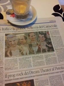 Silvio and friends at Viareggio Carnivale. Il Torreno Newspaper.