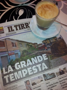 One of many trees blown down during the Tempesta. Il Terreno newspaper.