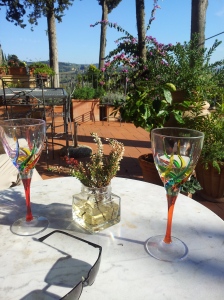 Pre-lunch drinks on the upper terrace. Photo J Finnigan