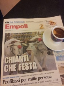 The traditional Bullocks arrive with the first of the 'new' Chianti Wine. La Nazione.