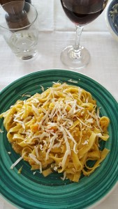 My pasta with pumpkin and sage sauce and smoked ricotta cheese. Foto J Finnigan
