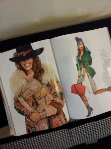 My choice of festive outfit on the left, from Prada. Glossy mag.